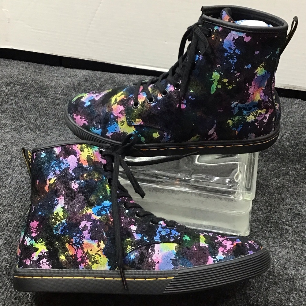 Dr. Martens Sheridan suede Rainbow Burst high top boots 8